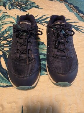 Easy Spirit Woman's Navy Walking Sneakers with Teal Accents